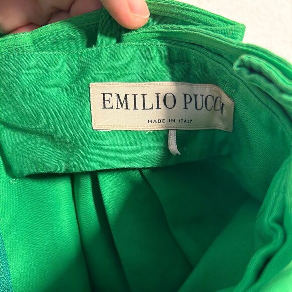 Emilio Pucci ladies midi skirt Kelly green black 8 pleated elegant modest - Picture 3 of 16